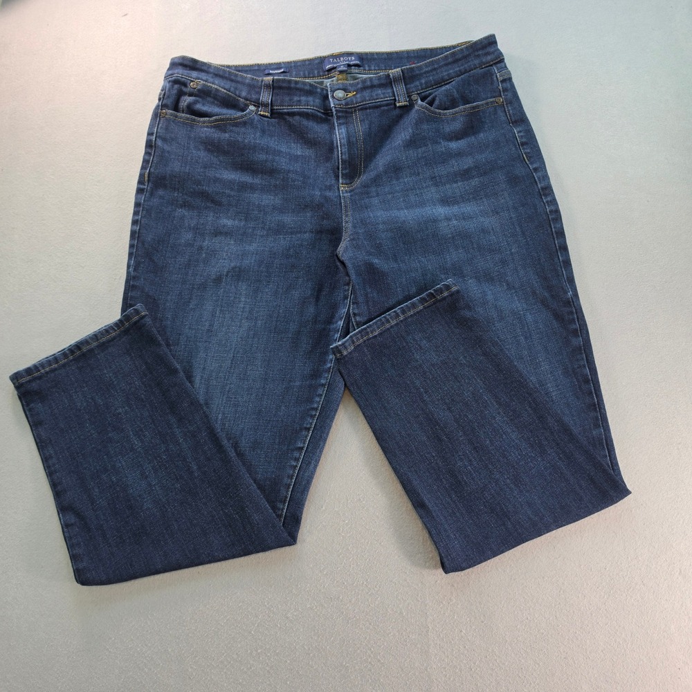 Talbots Boyfriend Simply Flattering 5-Pocket Dark Wash Indigo Jeans Womens 16